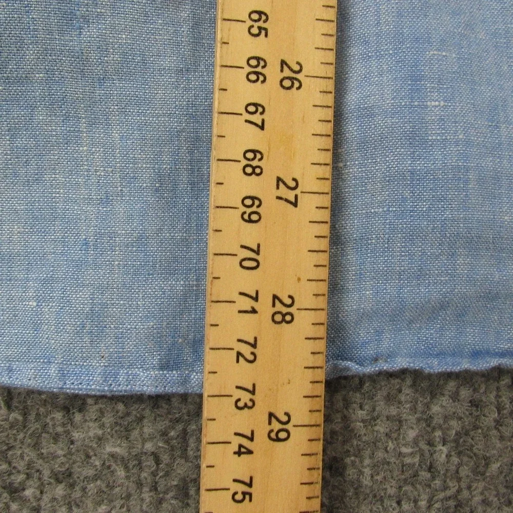Murano Baird McNutt Linen Shirt Mens Large Blue Slim Fit Long Roll Tab Sleeve - Picture 7 of 11